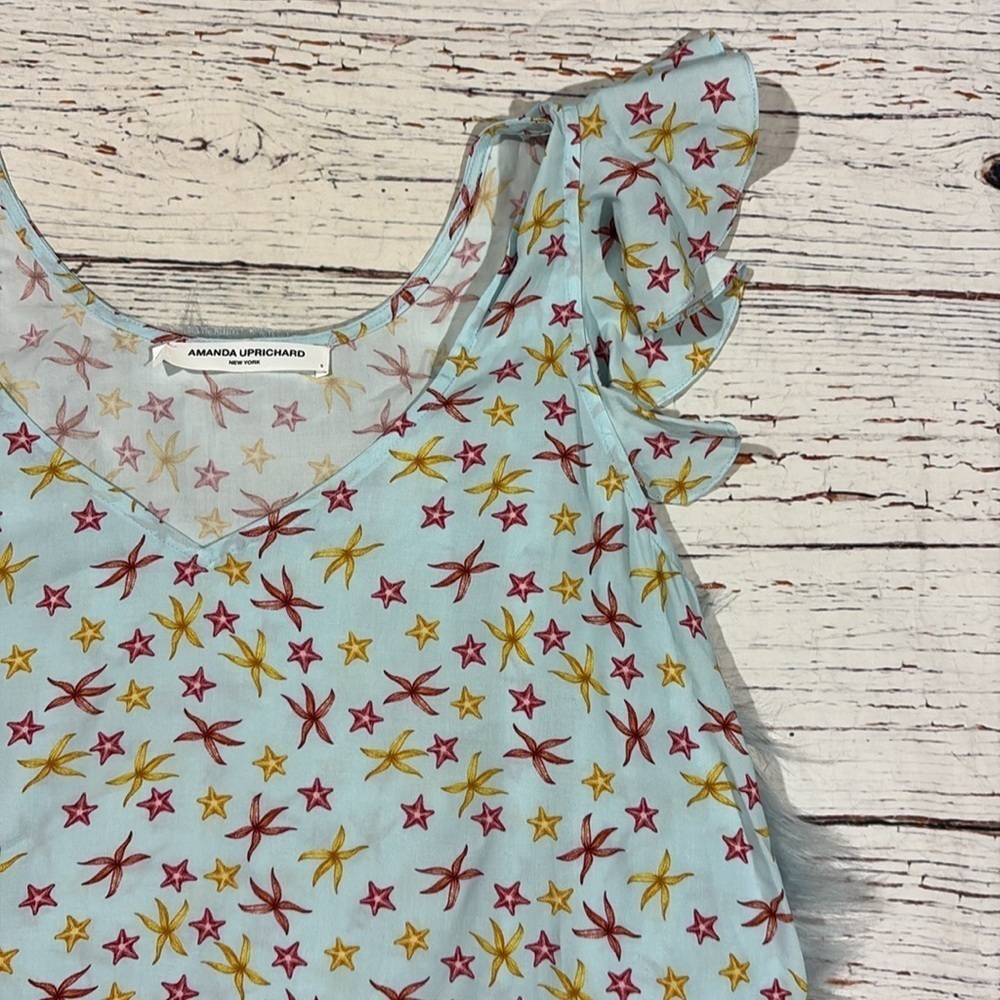 Amanda Uprichard Star Patterned Ruffle Flutter Tank - Picture 4 of 6